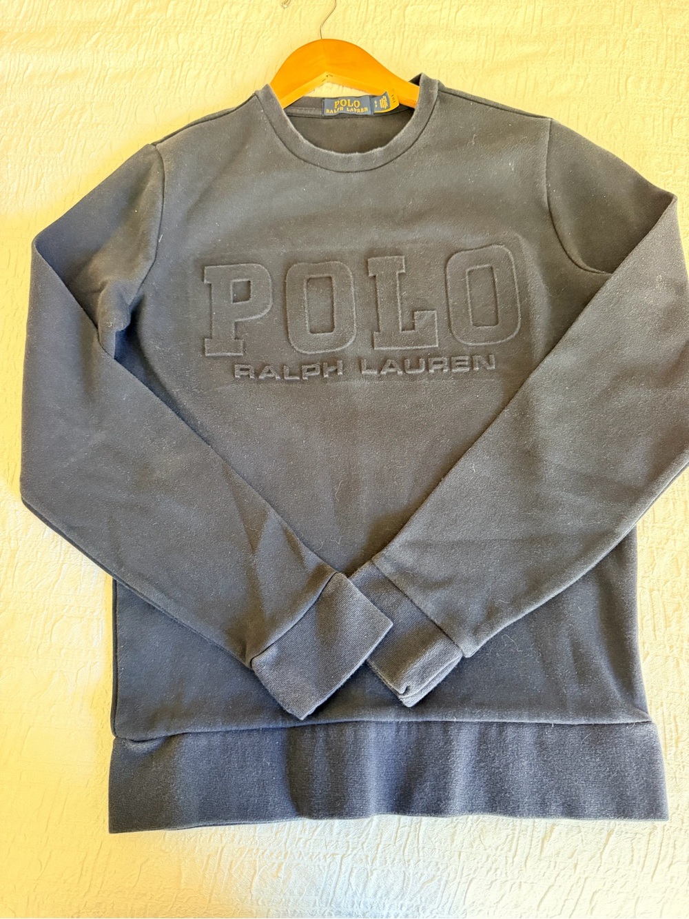 Polo Ralph Lauren Embossed Logo Crewneck Sweatshirt Navy Sz S